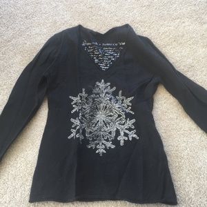 Snowflake Cashmere V-Neck
